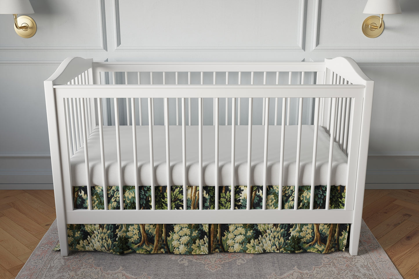 Tailored Bedskirt in Enchanted Forest - Peridot