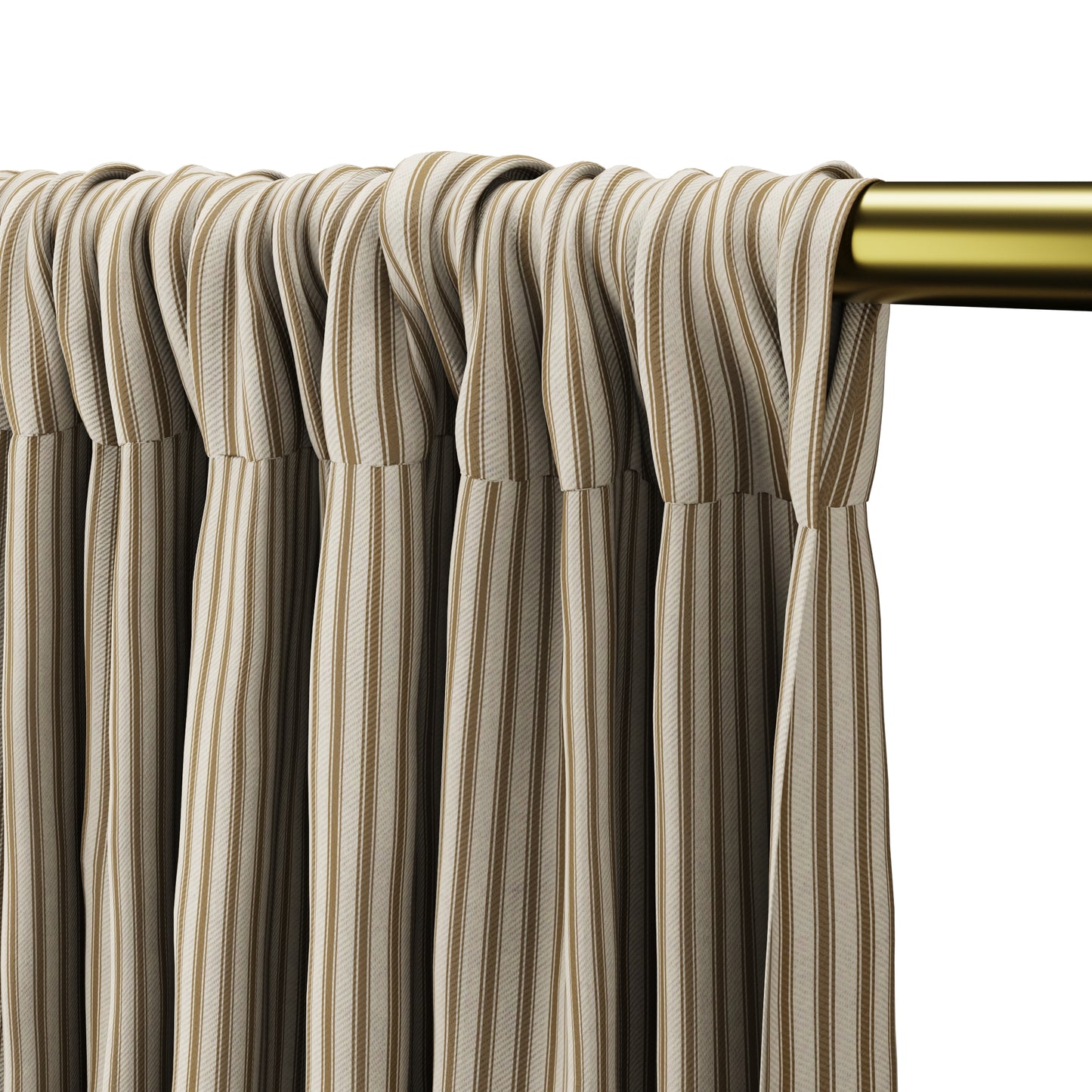 Dual Rod Pocket Curtains in Little White Line - Cognac