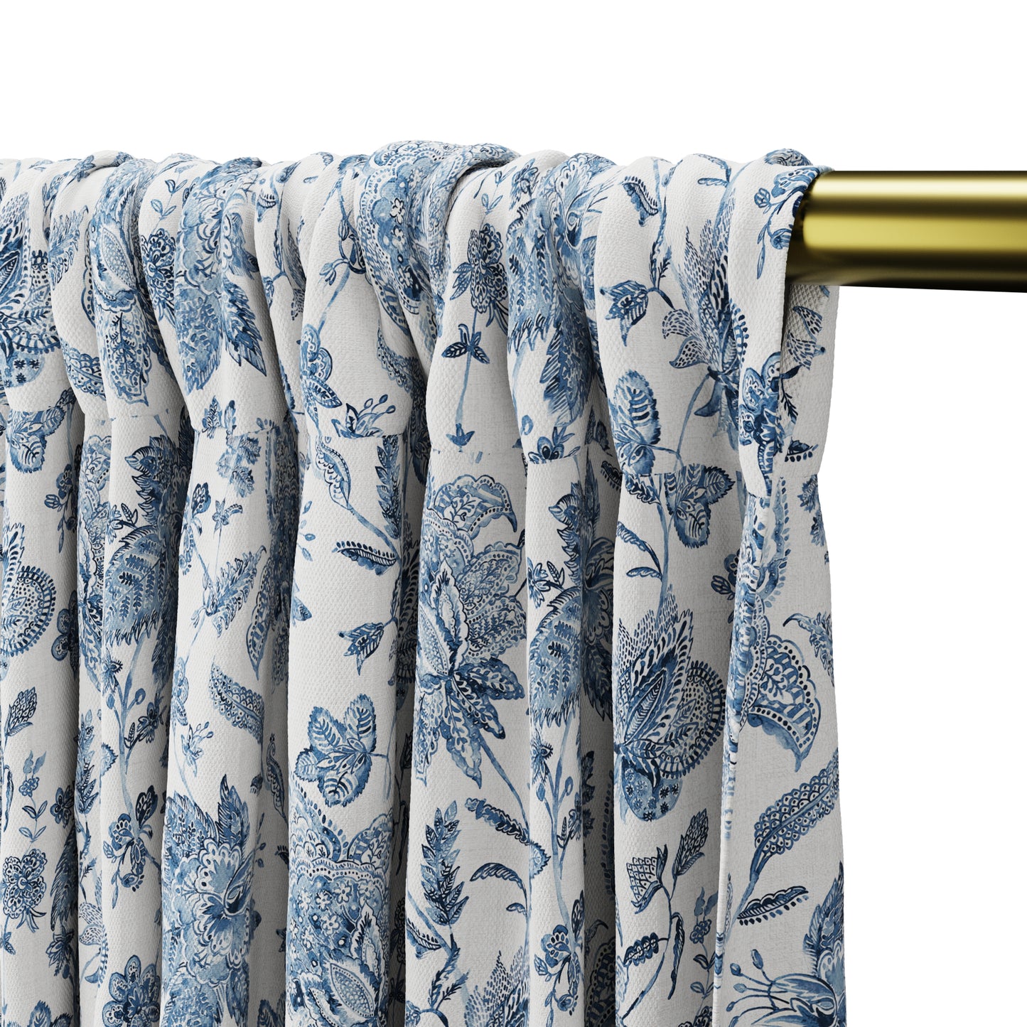 Dual Rod Pocket Curtains in Toile - Blue Skies