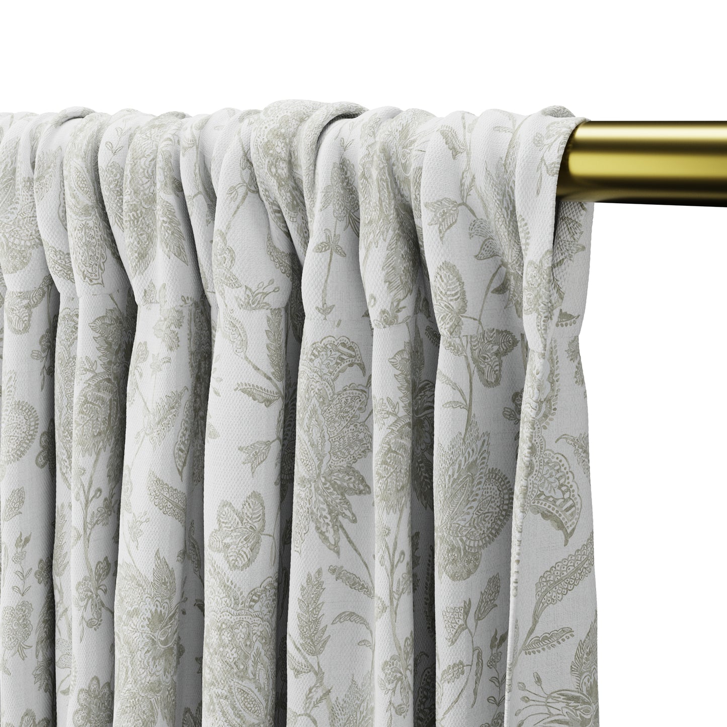 Dual Rod Pocket Curtains in Toile - Rich Cream