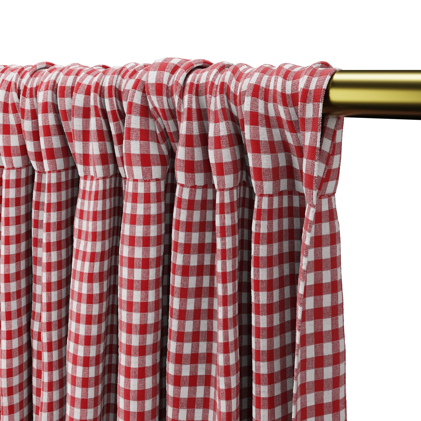 Dual Rod Pocket Curtains in Gingham - Cherry