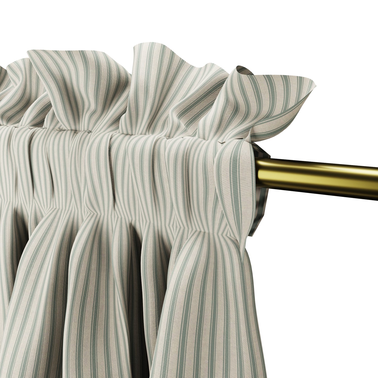 Dual Rod Pocket Curtains in Little White Line - Seaglass