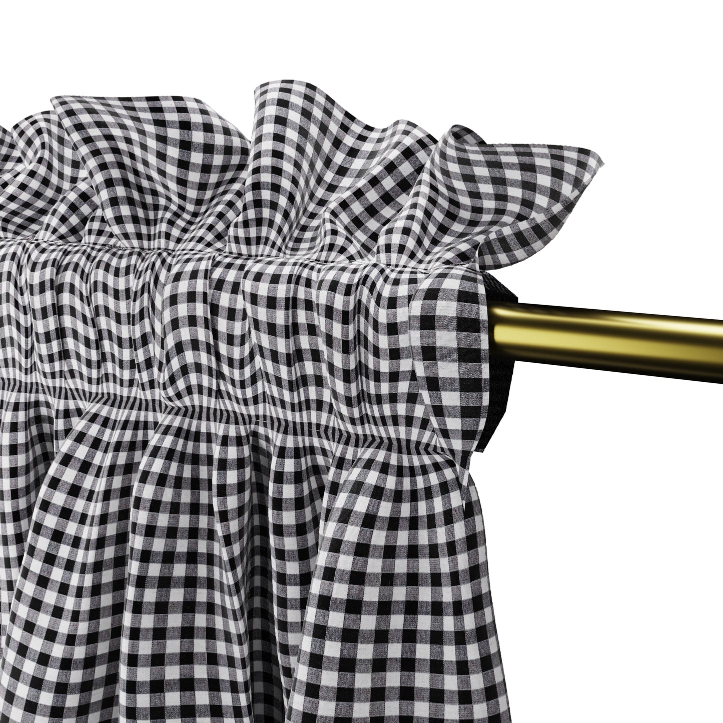 Dual Rod Pocket Curtains in Gingham - Black