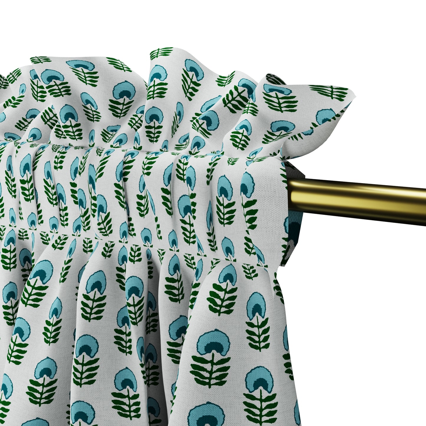 Dual Rod Pocket Curtains in Mini Florals - Mountain Teal