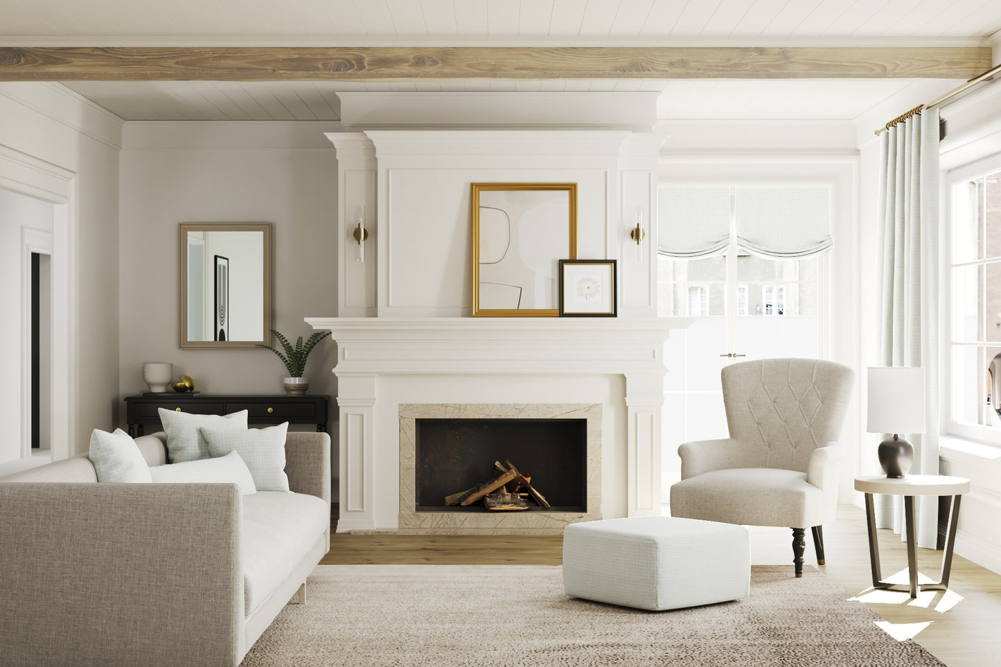Relaxed Roman Shade in 100% Linen - Salt Air