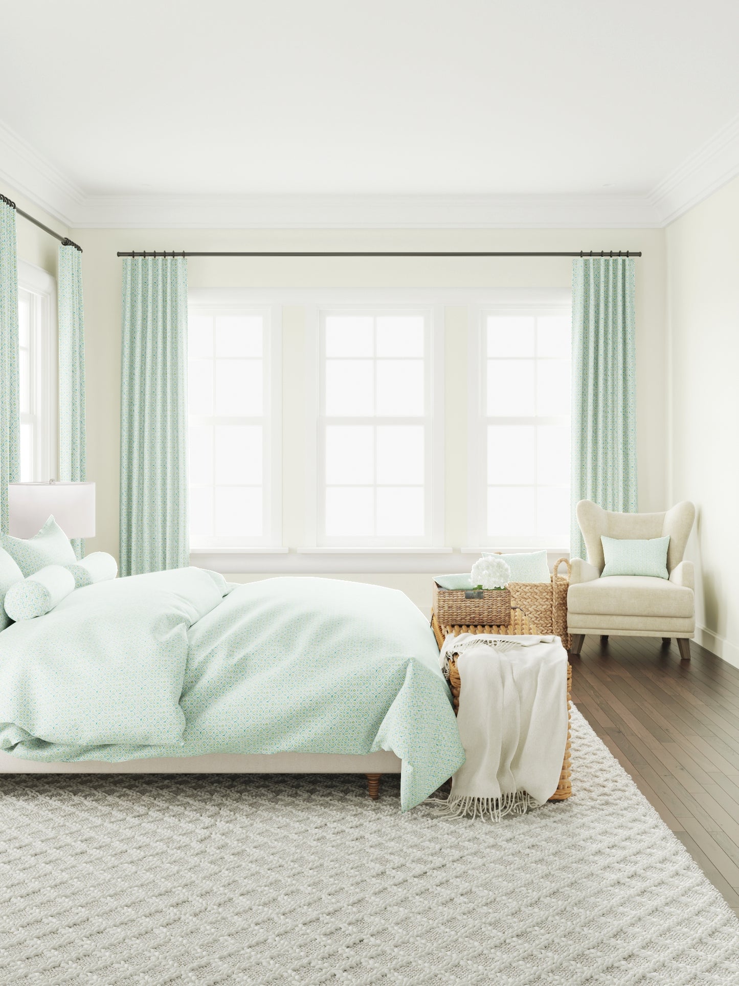 Convertible Drapery in Positive Print - Emerald