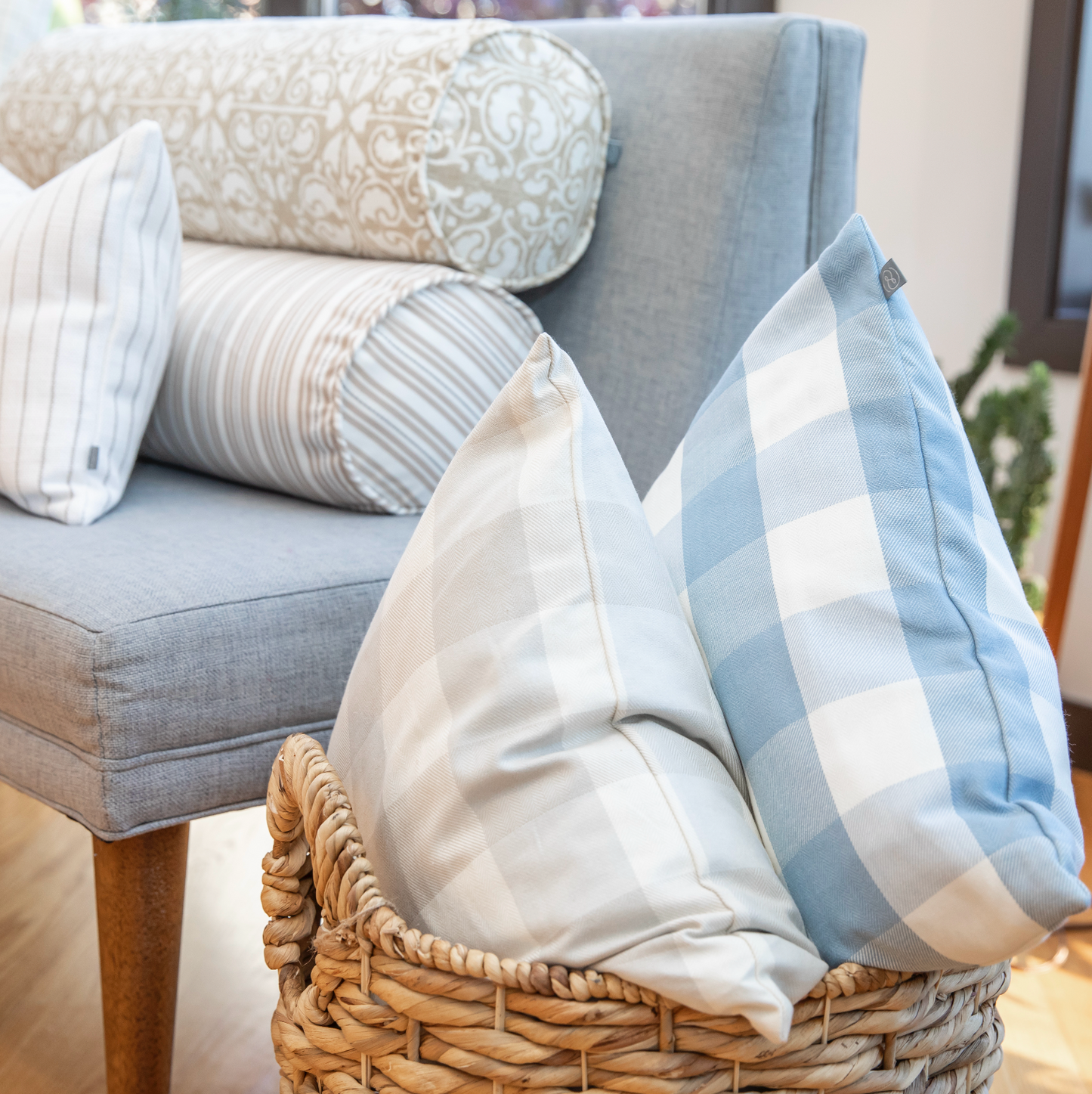Flat Roman Shade in Foxy Plaid - Dune