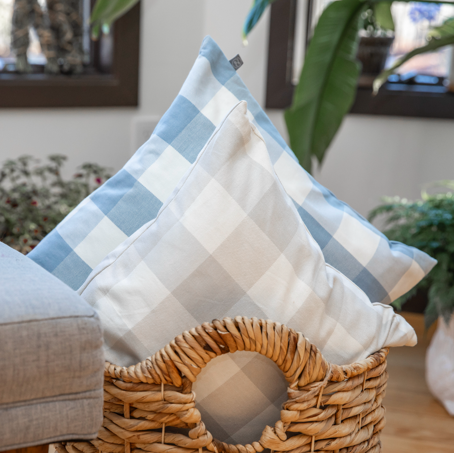 Large Lumbar Pillow in Foxy Plaid - Dune