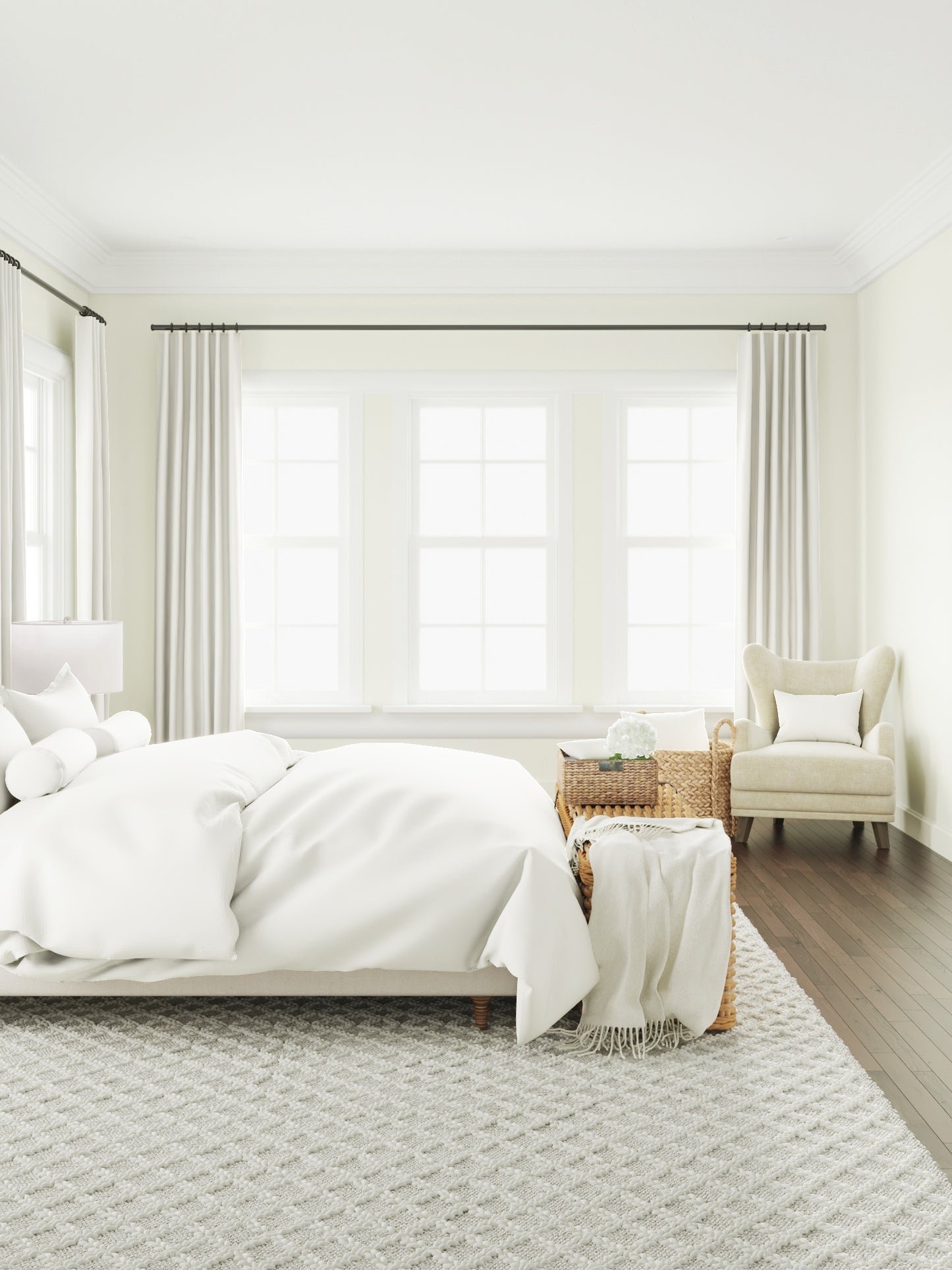 Flat Roman Shade in Slubby Linen - White