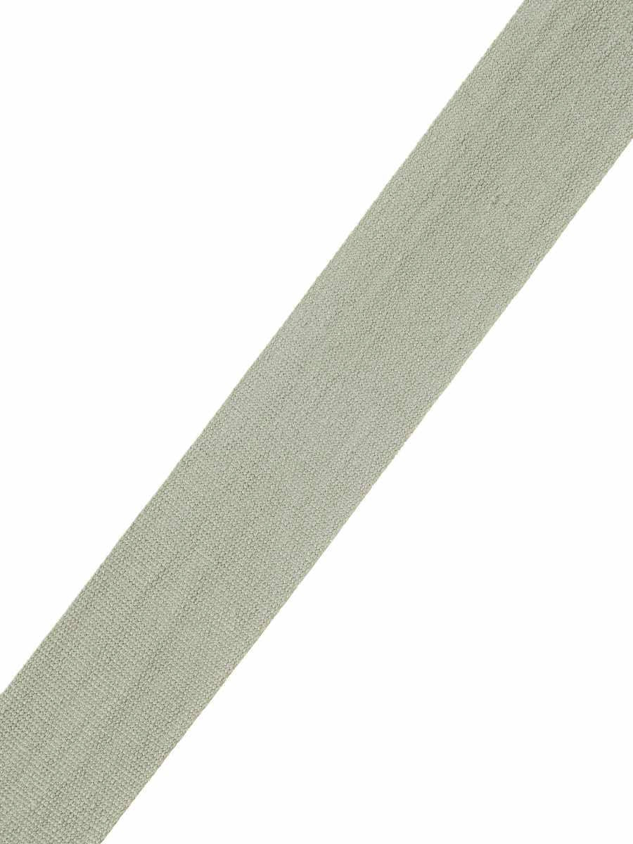 Flat Roman Shade in White Linen with Sage Trim