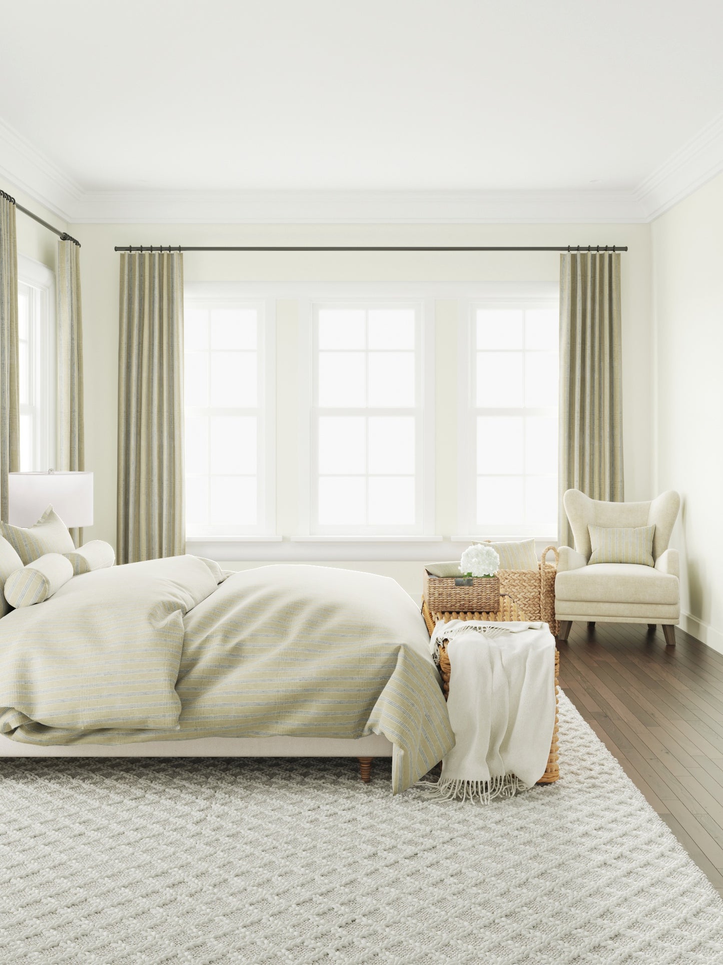 Flat Roman Shade in Nautical Stripes - Shoreline