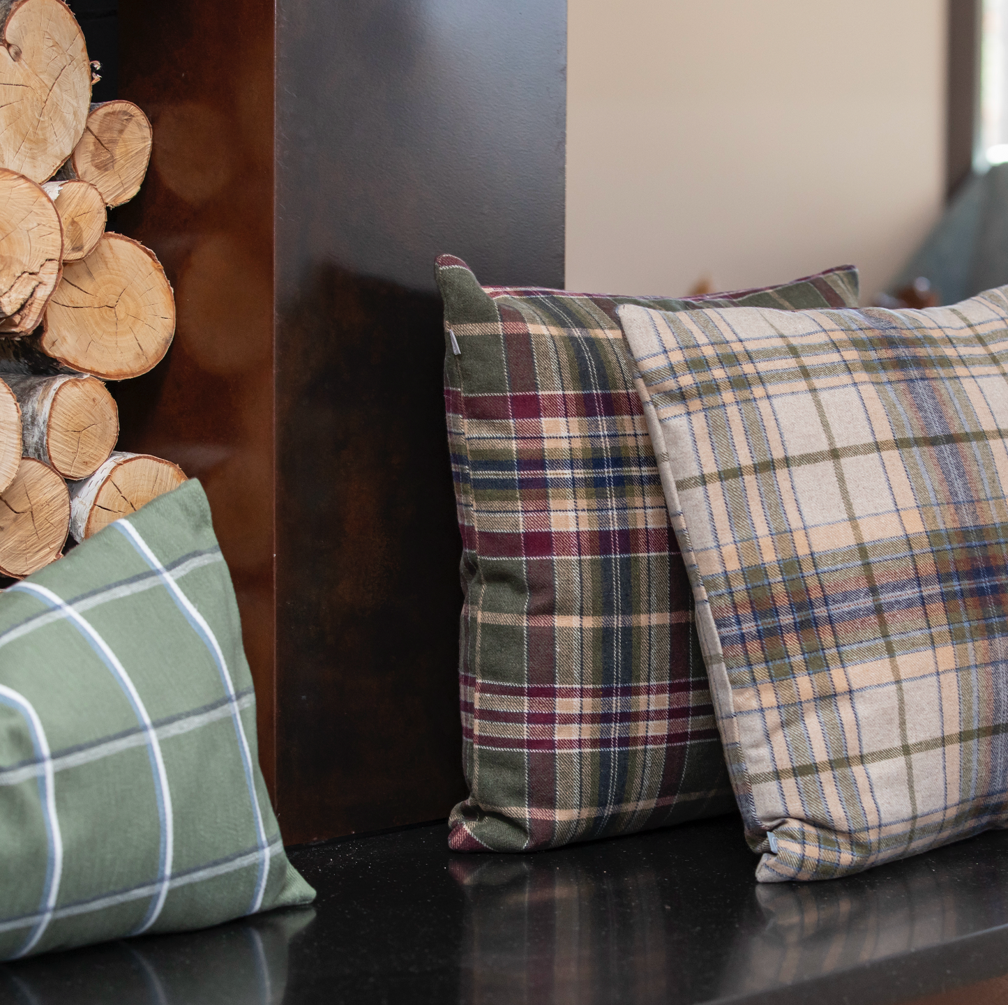 Pinch Pleat Drapery in Tartan - Evergreen