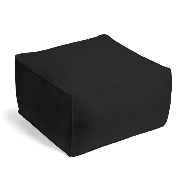 Square Pouf in Classic Linen - Black