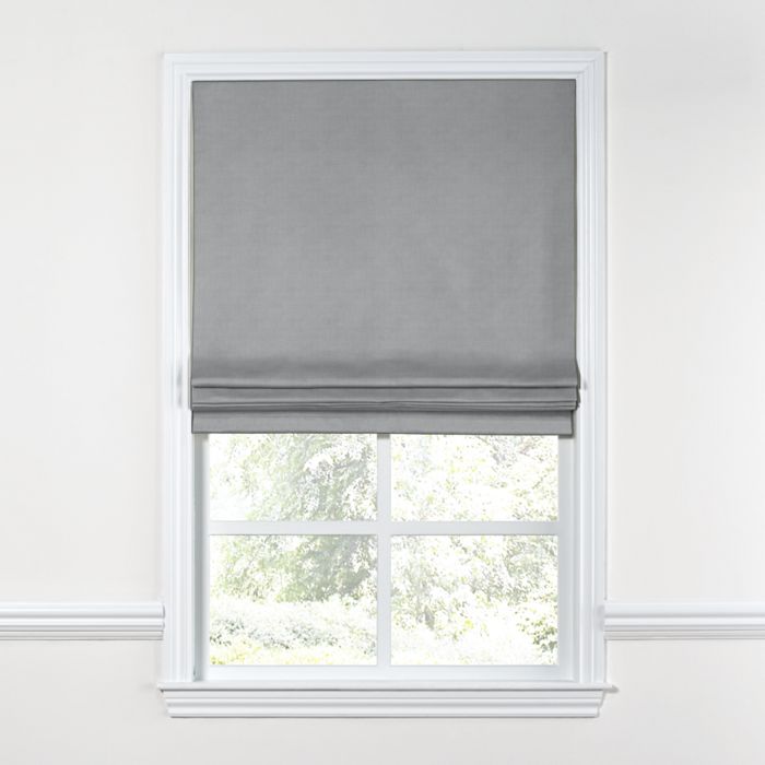 Flat Roman Shade in Classic Linen - Cement