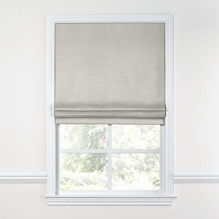 Flat Roman Shade in Classic Linen - Heathered Dove