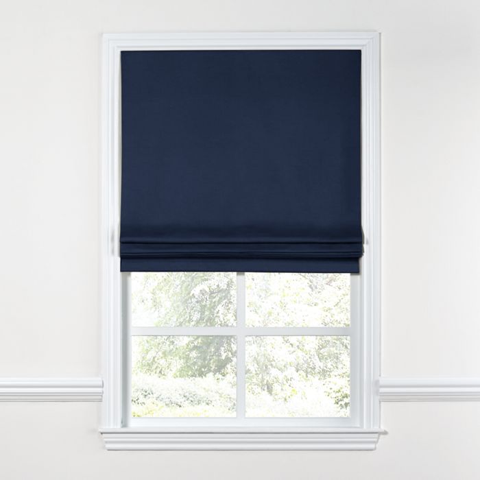Flat Roman Shade in Classic Linen - Ink