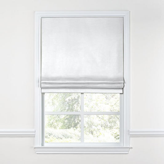 Flat Roman Shade in Classic Linen - Optic White