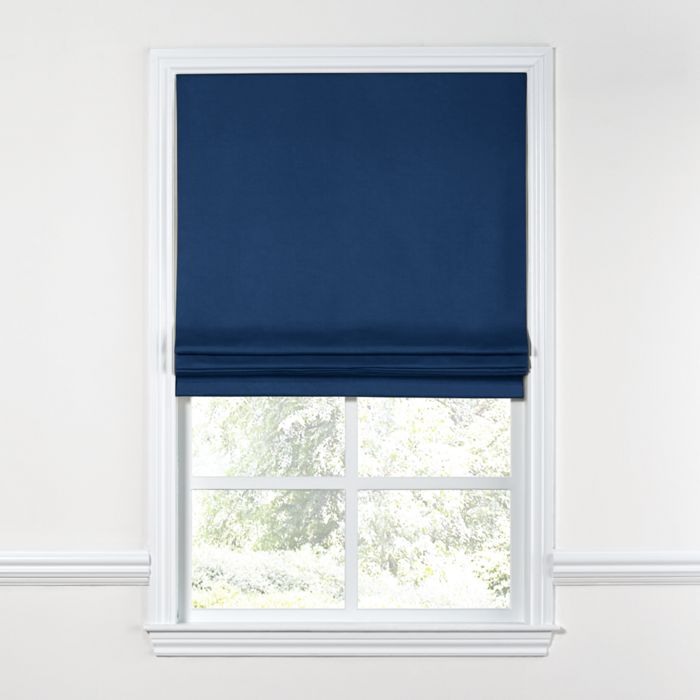 Flat Roman Shade in Classic Linen - Patriot
