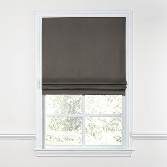 Flat Roman Shade in Classic Linen - Smoke