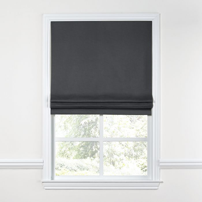Flat Roman Shade in Classic Linen - Steel