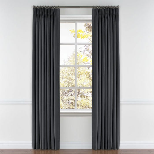 Pinch Pleat Drapery in Classic Linen - Steel