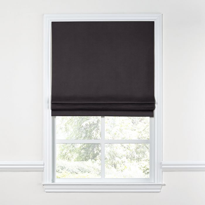 Flat Roman Shade in Classic Velvet - Charcoal