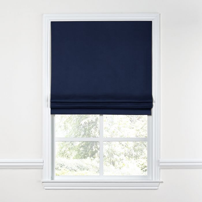 Flat Roman Shade in Classic Velvet - Navy