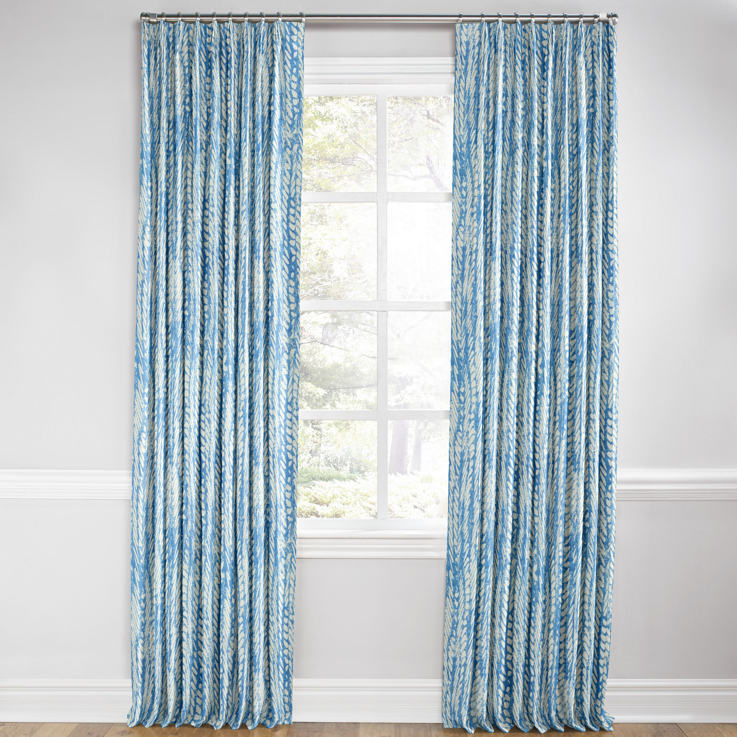 Euro Pleat Drapery in Rope Walk - Persian Blue