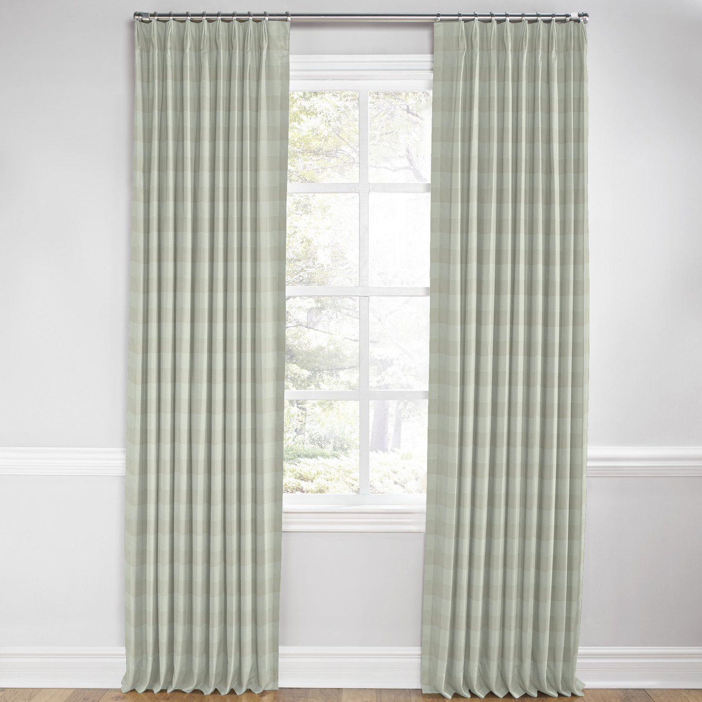 Euro Pleat Drapery in Foxy Plaid - Dune