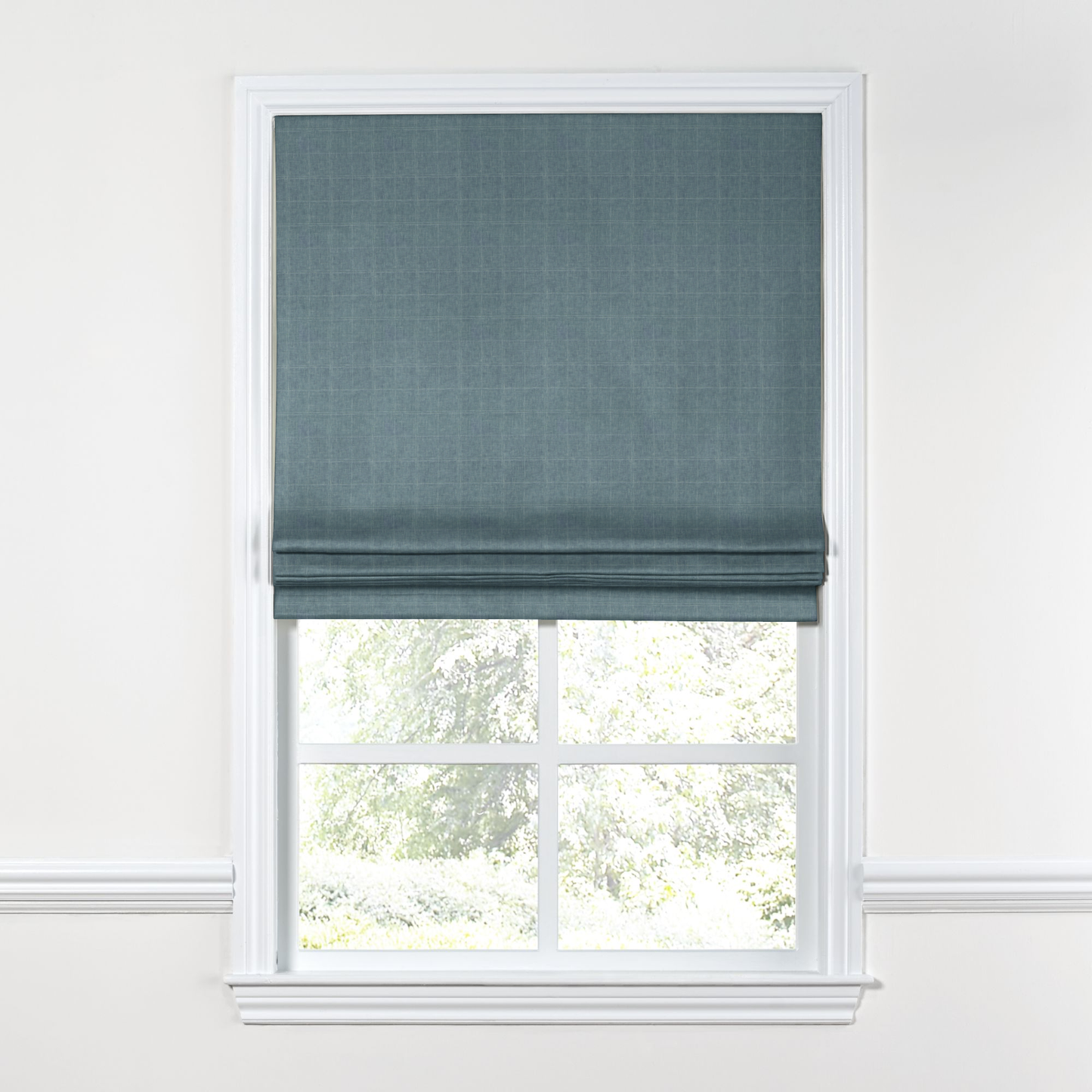 Flat Roman Shade in Moray - Chambray