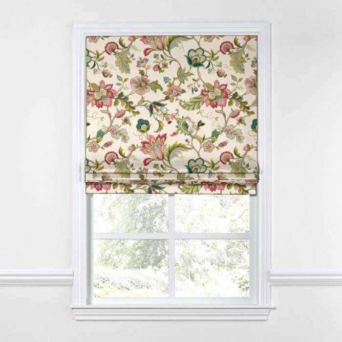 Flat Roman Shade in Fleur De Leaf - Blossom