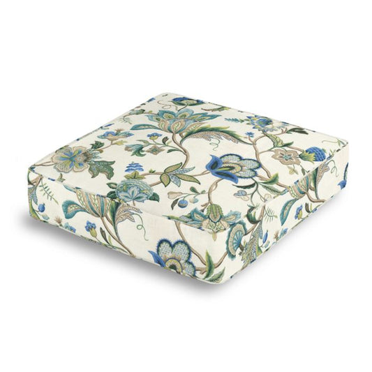 Box Floor Pillow in Fleur De Leaf - True Blue