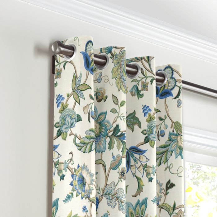 Grommet Drapery in Fleur De Leaf - True Blue