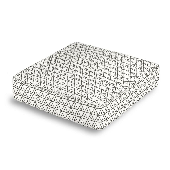 Box Floor Pillow in Mudcloth - Black & White