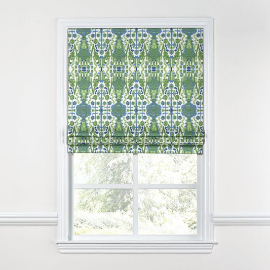 Flat Roman Shade in Ikat Believe It - Kelly
