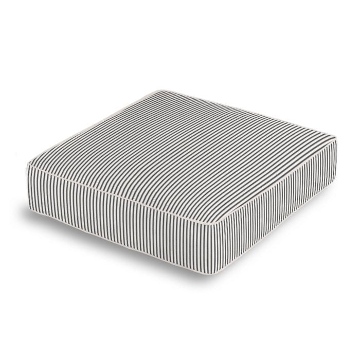 Box Floor Pillow in Little White Line - Black