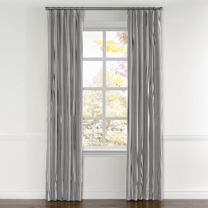 Convertible Drapery in Little White Line - Black