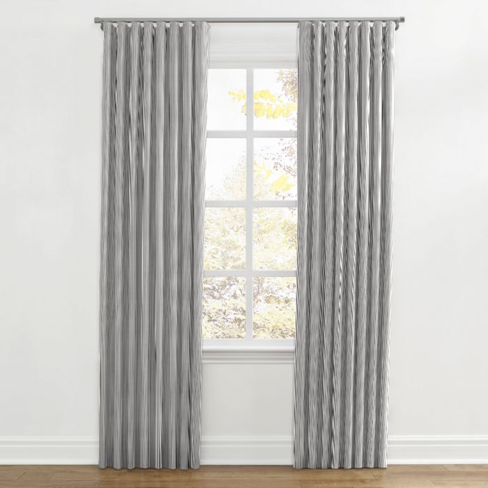 Ripplefold Drapery in Little White Line - Black