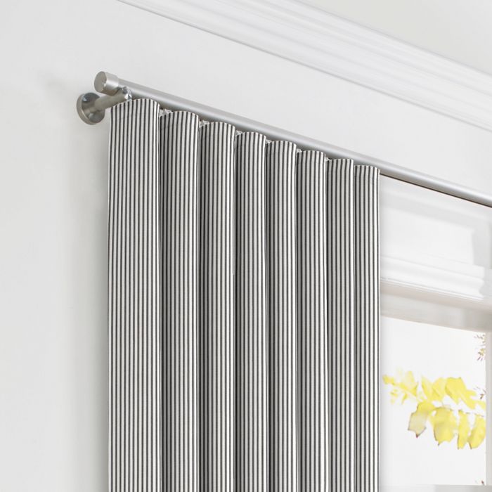 Ripplefold Drapery in Little White Line - Black