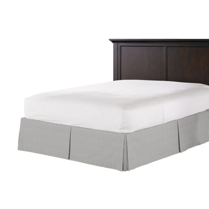 Tailored Bedskirt in Little White Line - Black