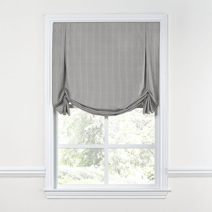 Tulip Roman Shade in Little White Line - Black