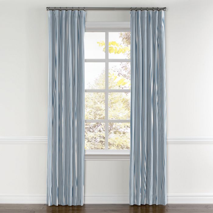 Convertible Drapery in Little White Line - Blueberry