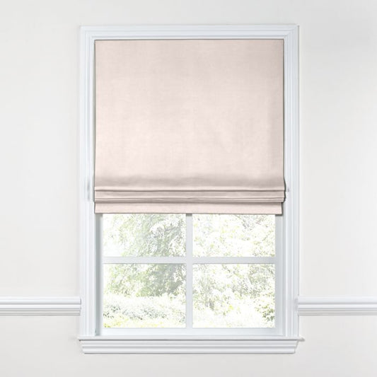 Flat Roman Shade in Lush Linen - Cameo