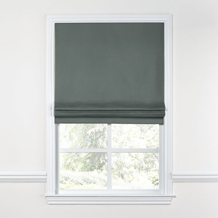 Flat Roman Shade in Lush Linen - Charcoal