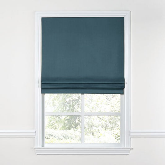 Flat Roman Shade in Lush Linen - Midnight