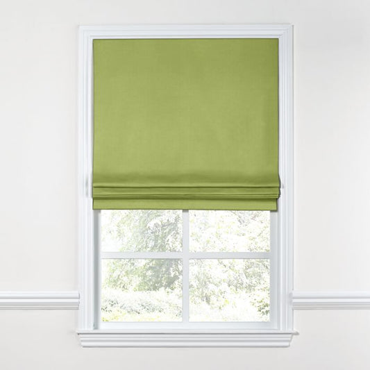 Flat Roman Shade in Lush Linen - Moss