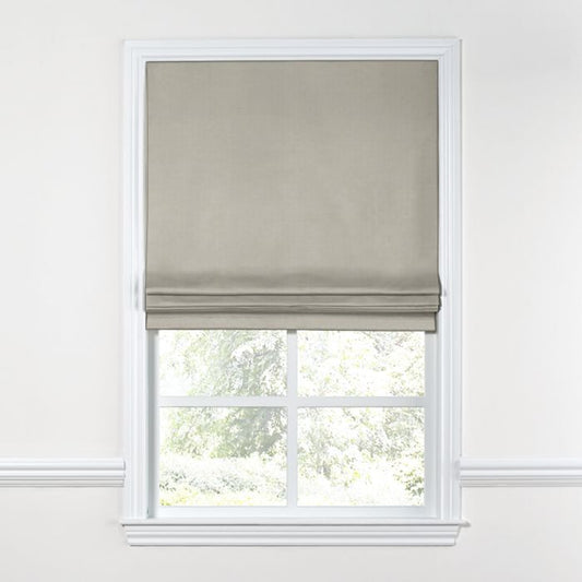 Flat Roman Shade in Lush Linen - Natural