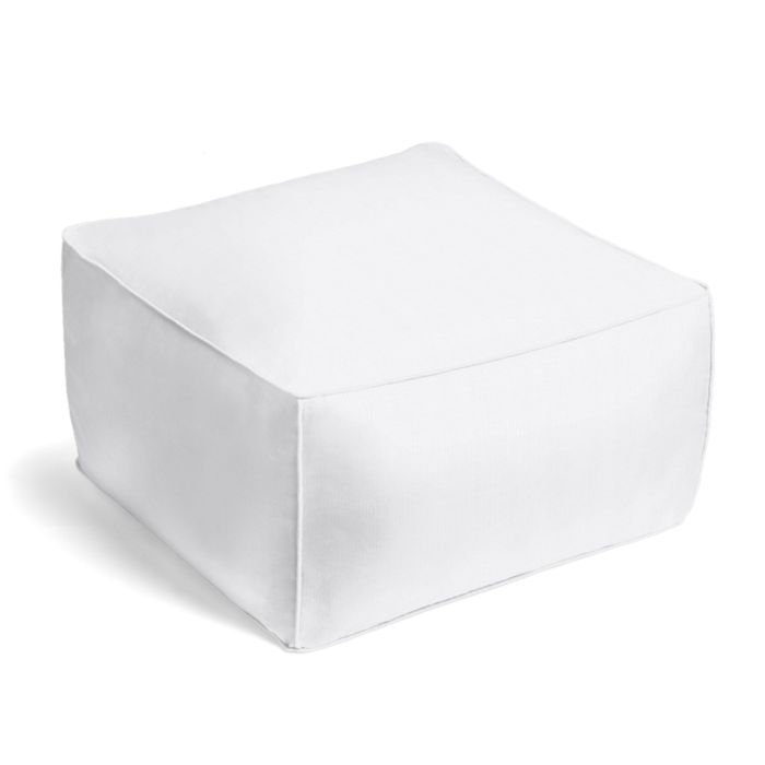 Square Pouf in Lush Linen - Optic White