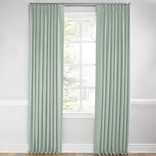 Euro Pleat Drapery in Lush Linen - Seafoam