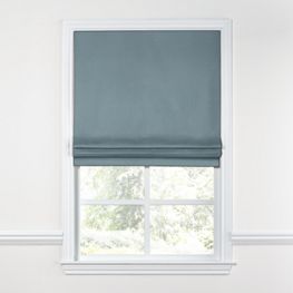 Flat Roman Shade in Lush Linen - Slate
